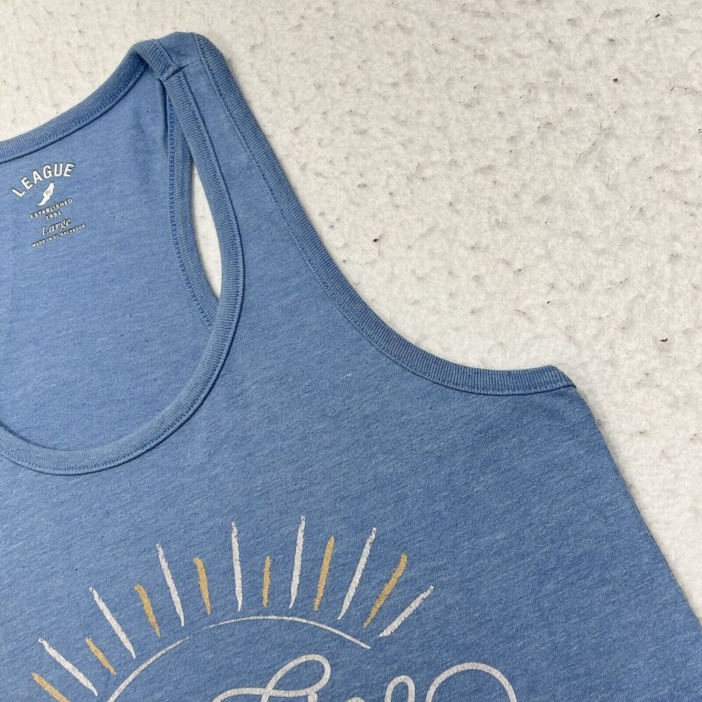 League Women's Large Blue Tank Top Sunshine on my Mind Lake Burton Georgia - Picture 4 of 12
